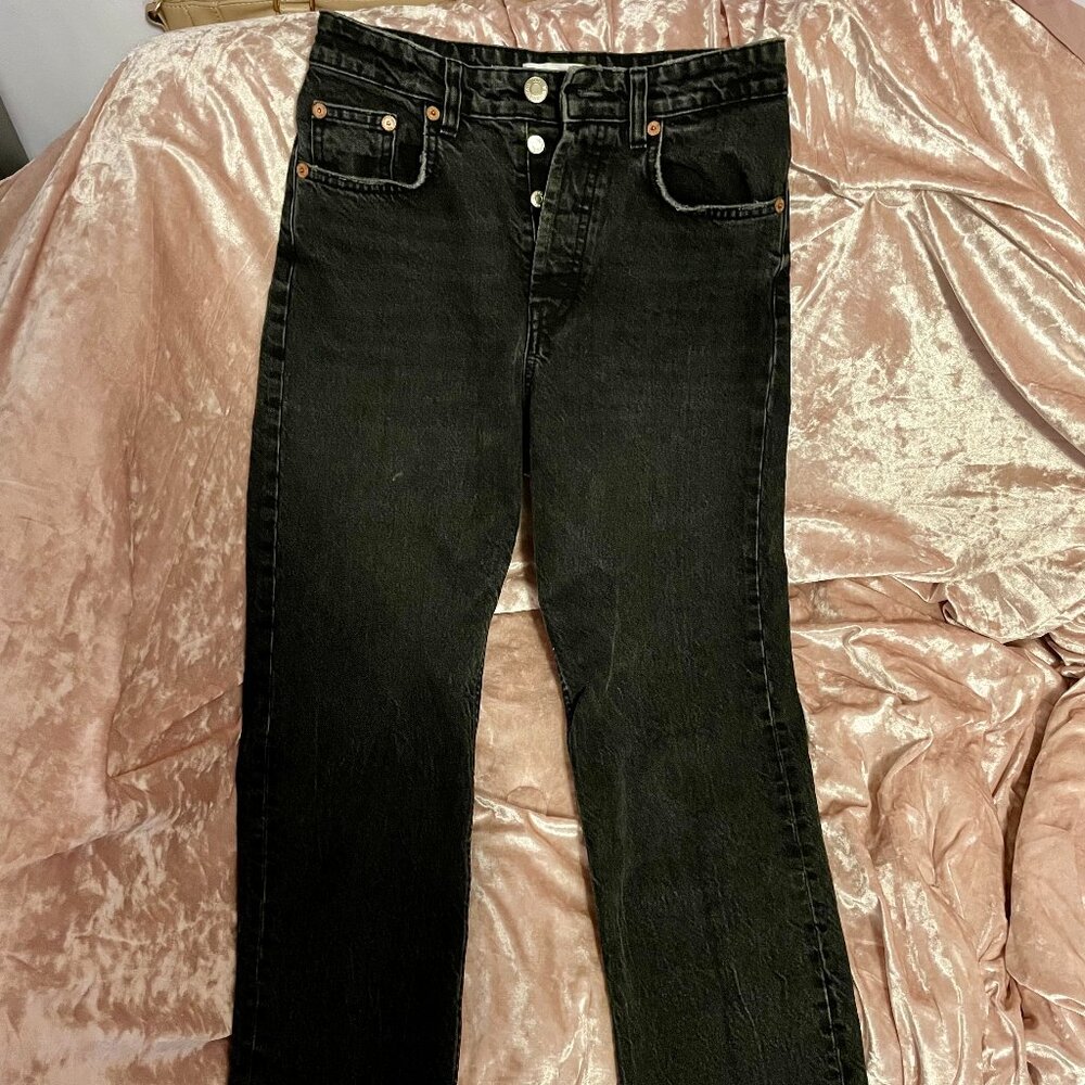 ZARA High Waisted Straight Leg Black Jeans